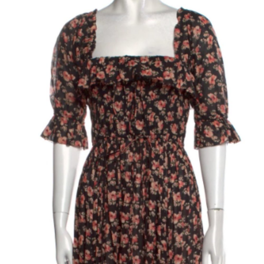 Doen Sol Shirred Cotton Maxi Dress in Poppy XS - Picture 4 of 10